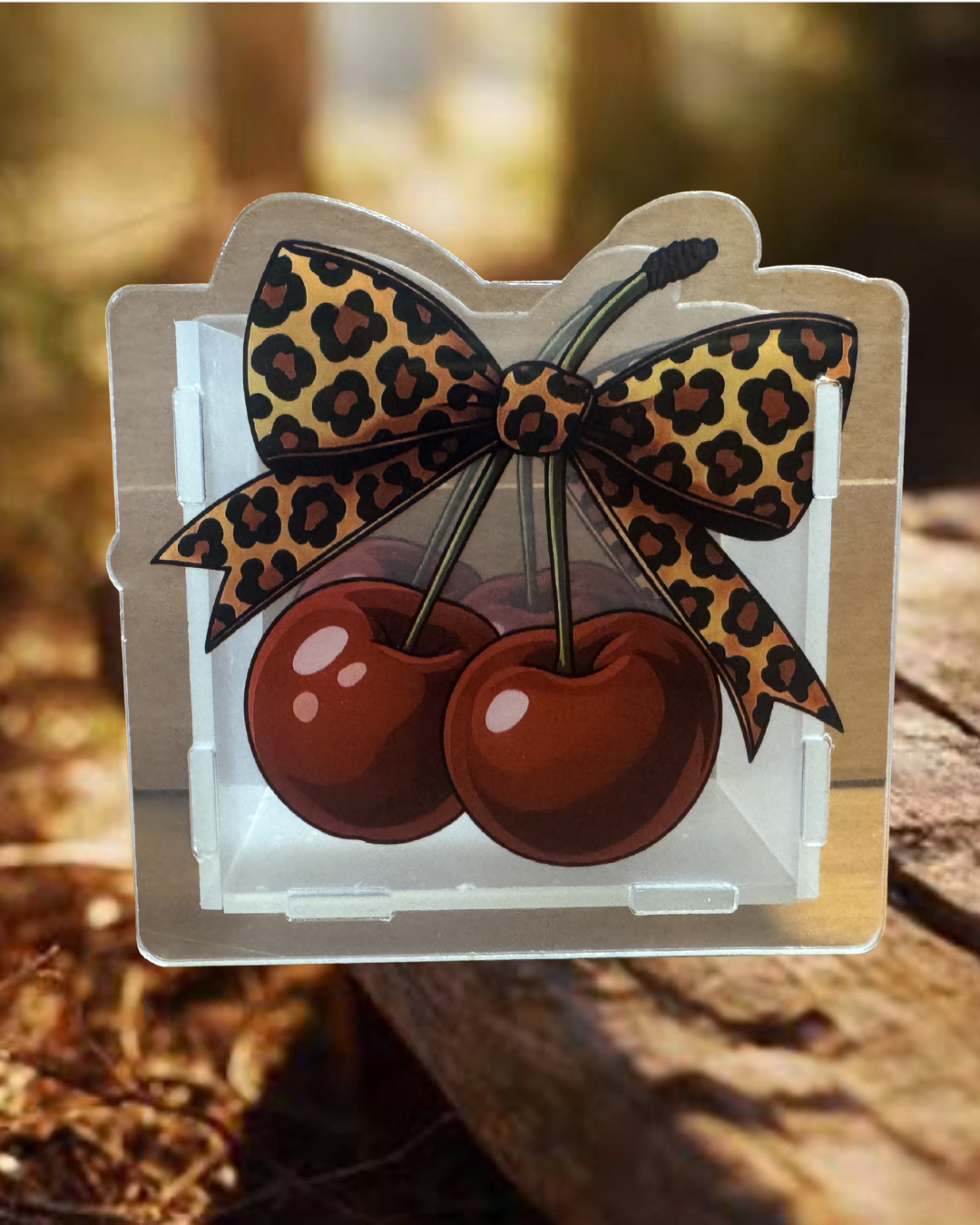 Leopard Cherry Acrylic Container
