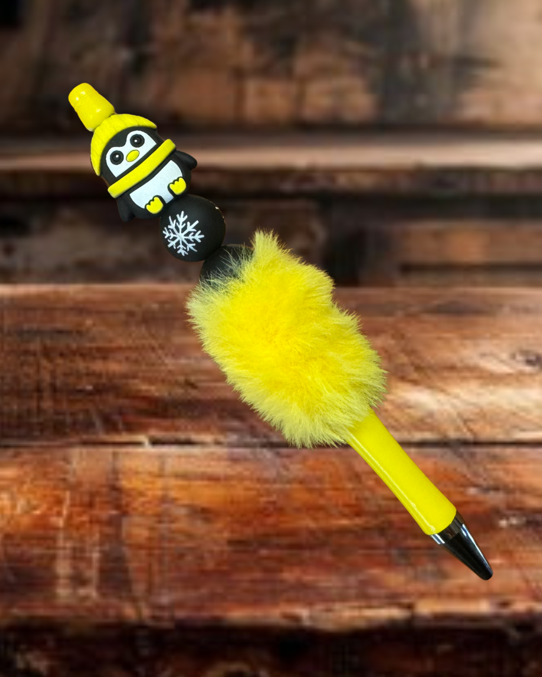 Yellow Fuzzy Penguin Pen