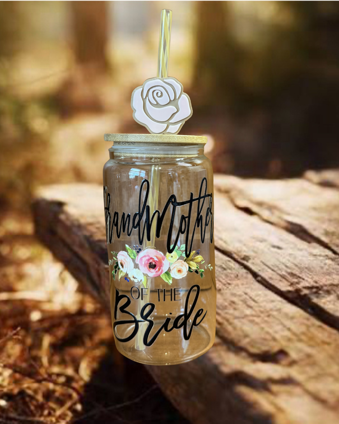 Grandmother of the Bride 16 oz Glass Tumbler
