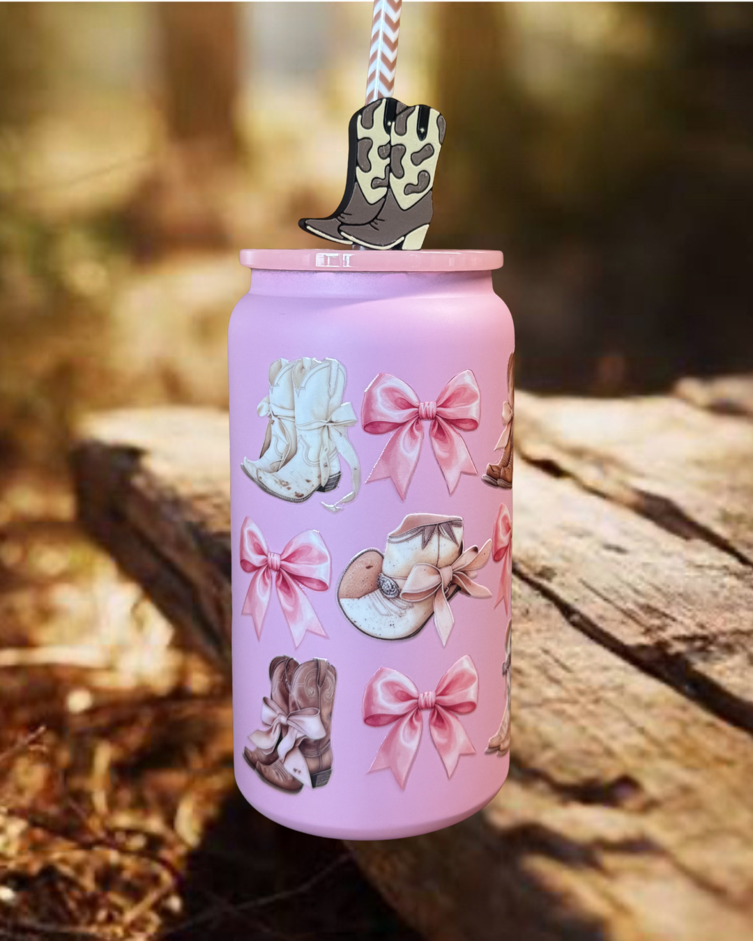 Boots and Hat Pink Stainless Steel 16 oz Tumbler