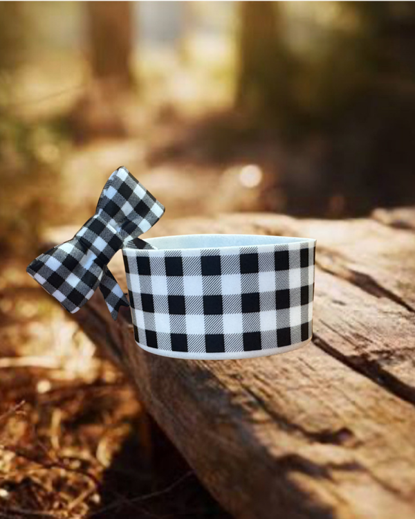 Tumbler Boot and Bow Set - White/Black Plaid