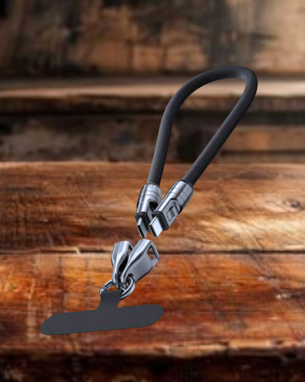 Black Phone Charger/ Keychain/ Wristlet