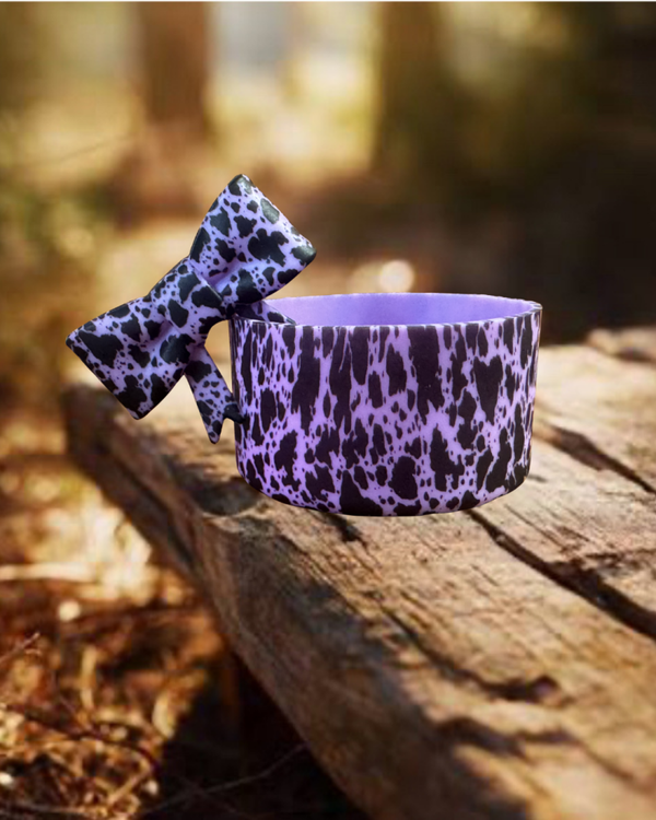 Tumbler Boot and Bow Set - Purple Cow