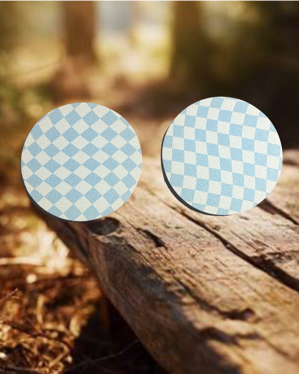 Blue Check Car Coasters