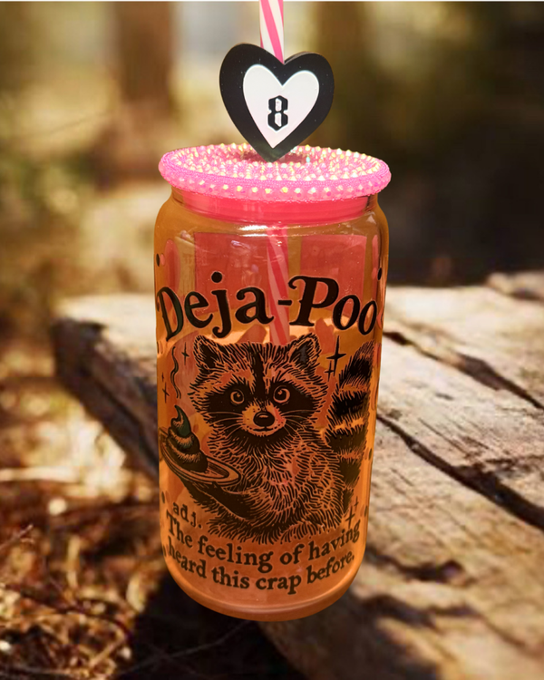 Deja Poo 16 oz Light Pink Glass Tumbler