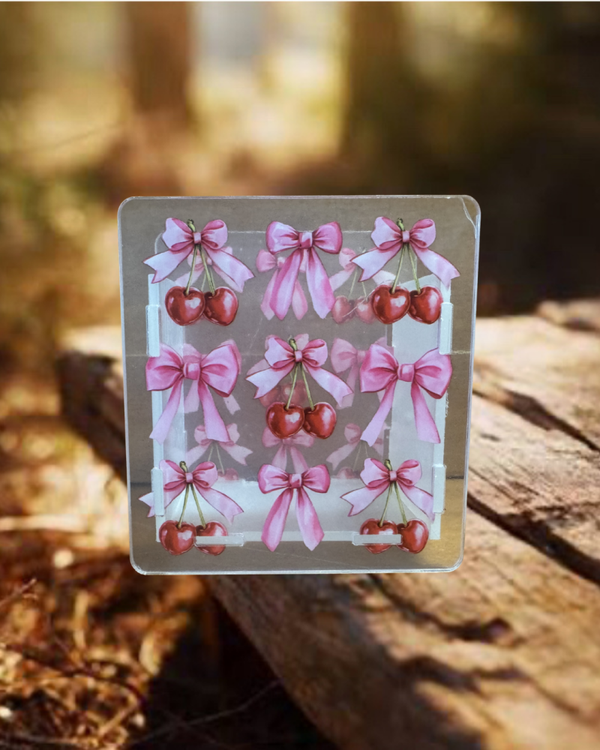 Pink Cherry Bow Acrylic Container