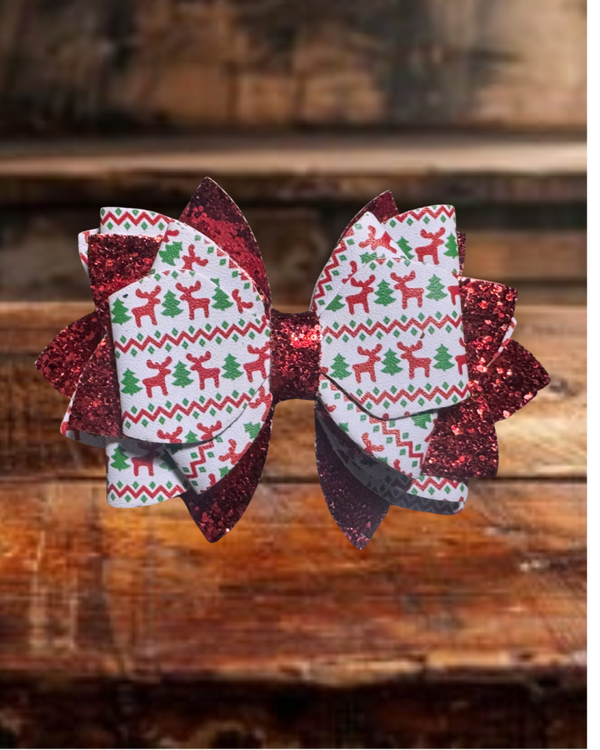 Medium Reindeer Christmas Straw Bow Topper