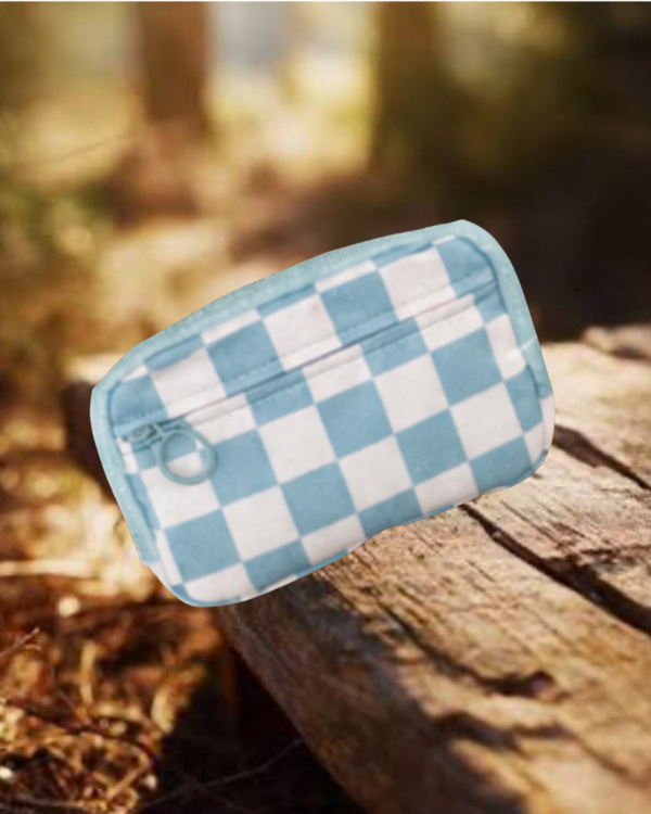 Light Blue Checked Wallet Wristlet