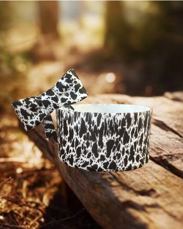 Tumbler Boot and Bow Set - Small Print Black/White Cow