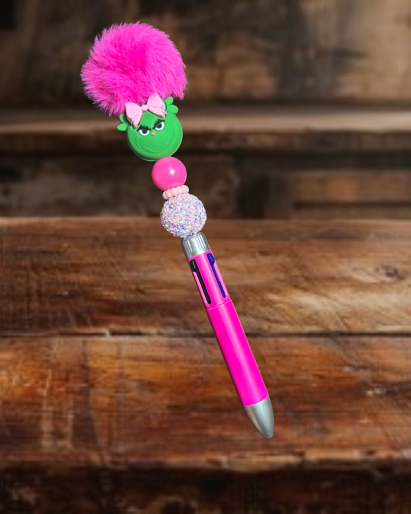 Pink Green Fuzzy Pen