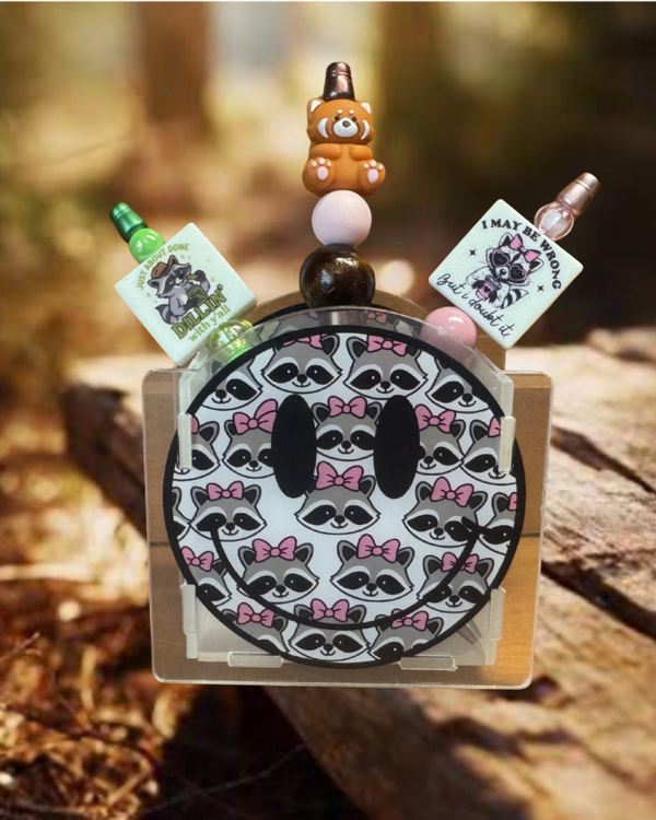 Raccoon Smiley Face Acrylic Container
