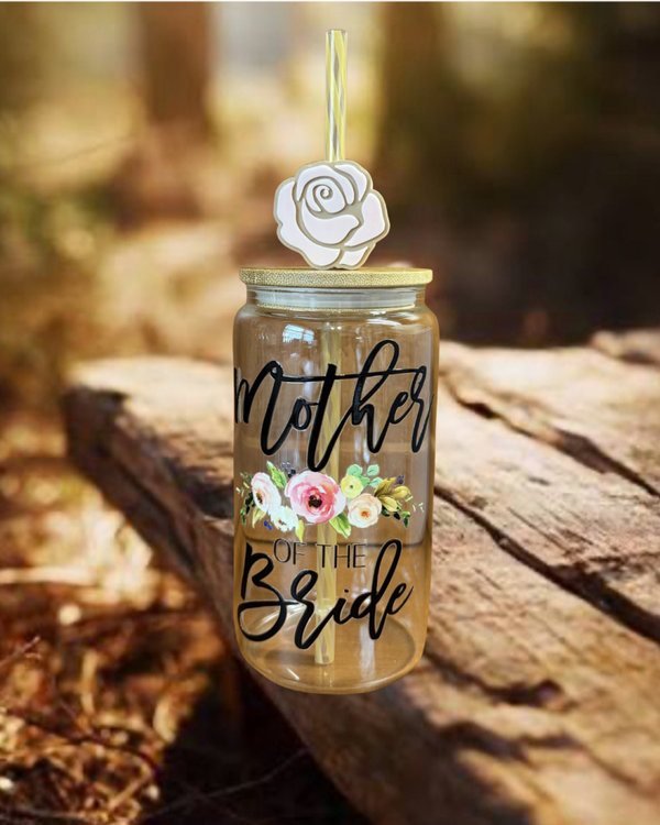 Mother of the Bride 16 oz Glass Tumbler