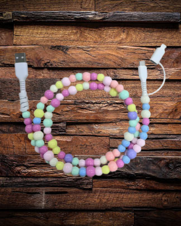 Purple Beaded Phone Charger