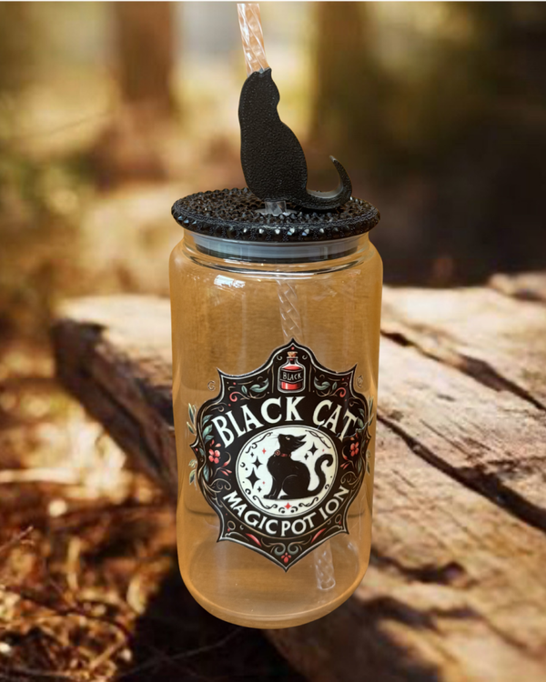 Black Cat 16oz Glass Tumbler