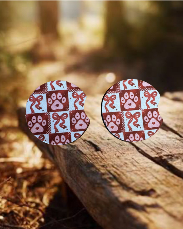 Paws and Bows Car Coasters