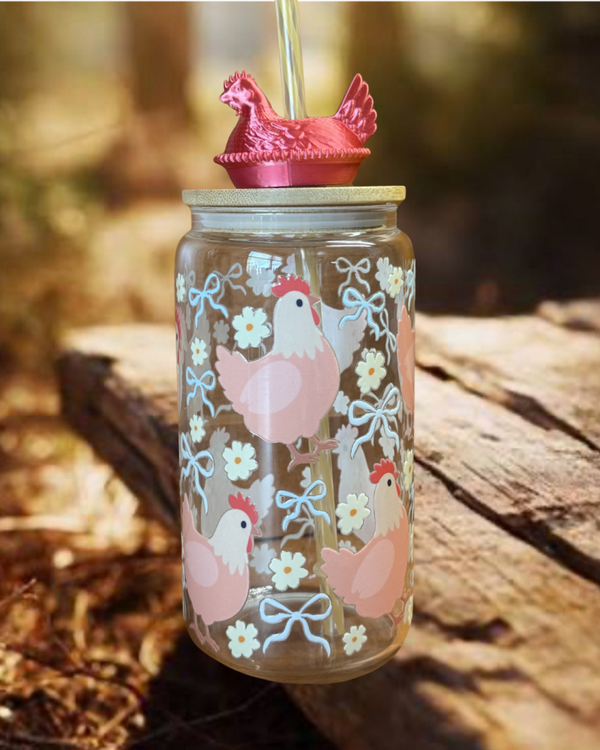 Hen 16oz Glass Tumbler