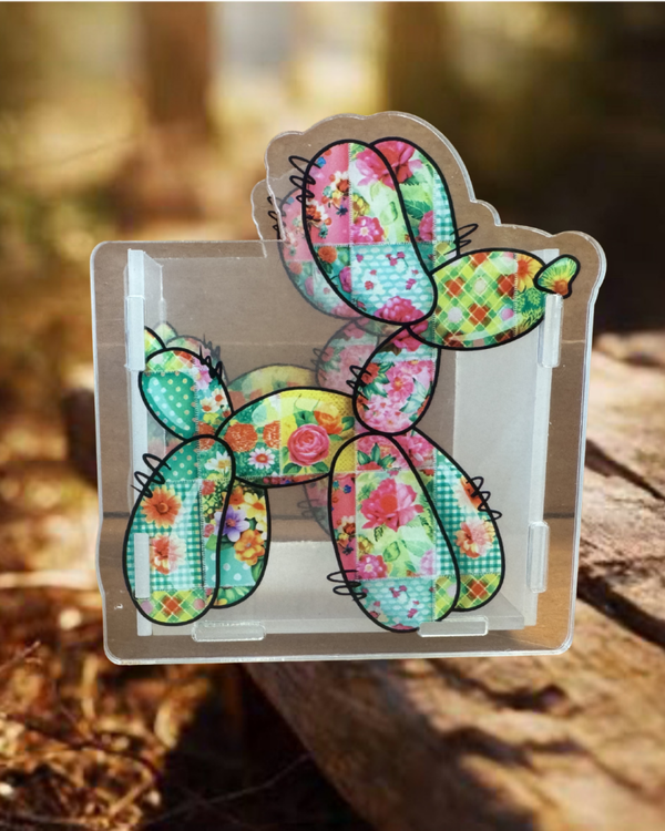 Floral Dog Acrylic Container
