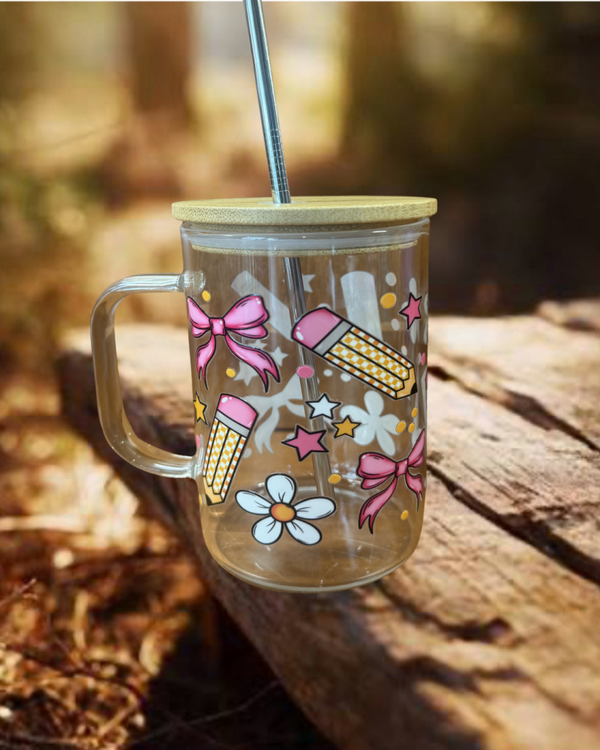 Bows and Pencils Teacher Themed 16oz Coffee Mug