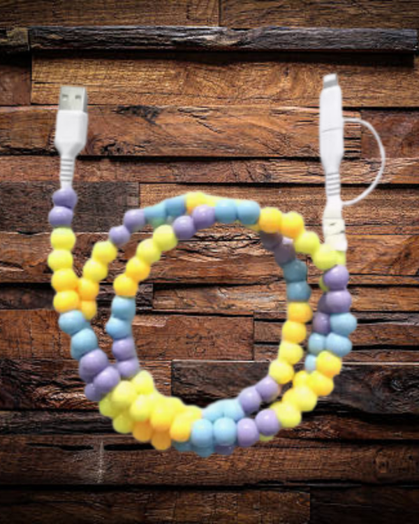 Yellow Beaded Phone Charger