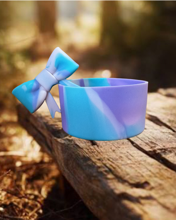 Tumbler Boot and Bow Set - Purple Swirl