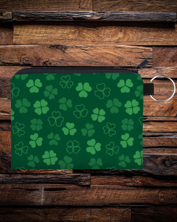 Four Leaf Clover Dark Green Wallet/Zipper Pouch