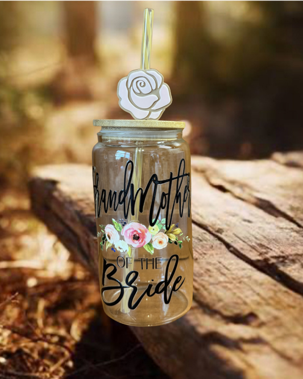 Grandmother of the Bride 16 oz Glass Tumbler