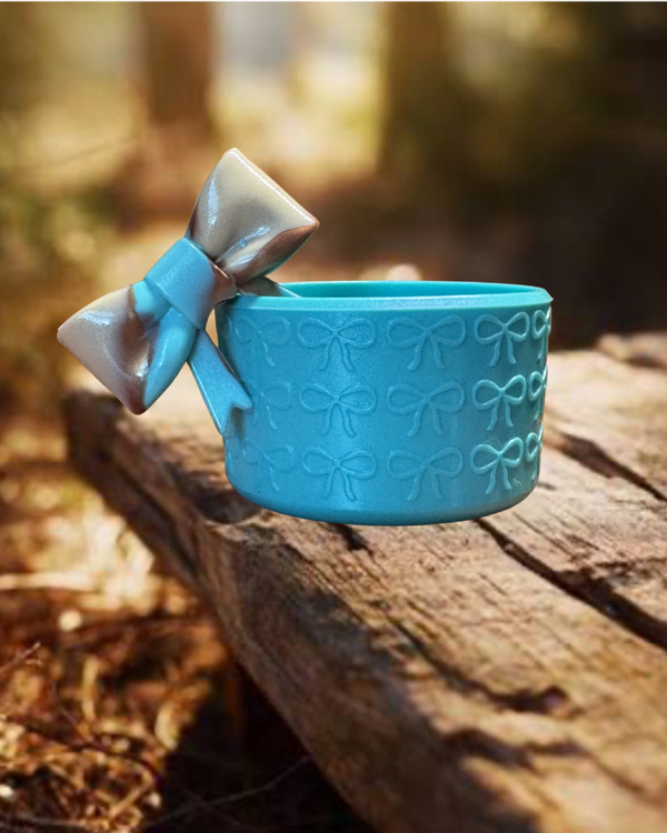 Tumbler Boot and Bow Set - Blue Swirl