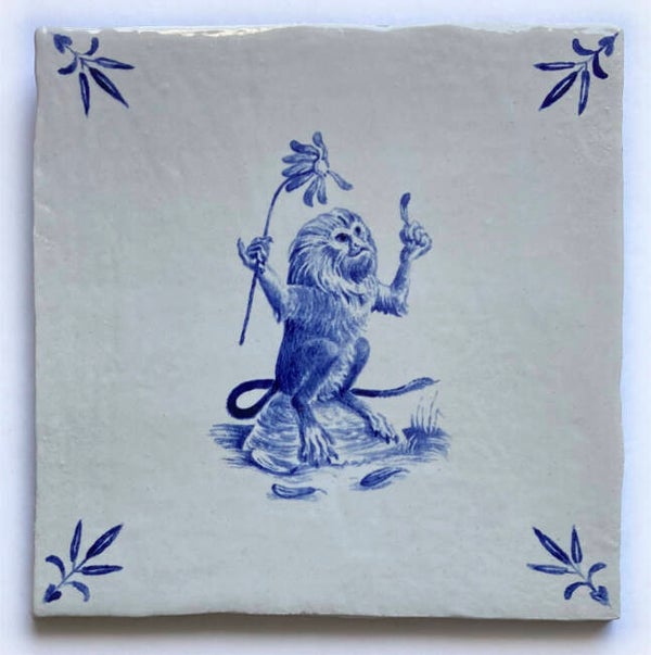 TILE / corner motif, branch /#010, singerie (to order)