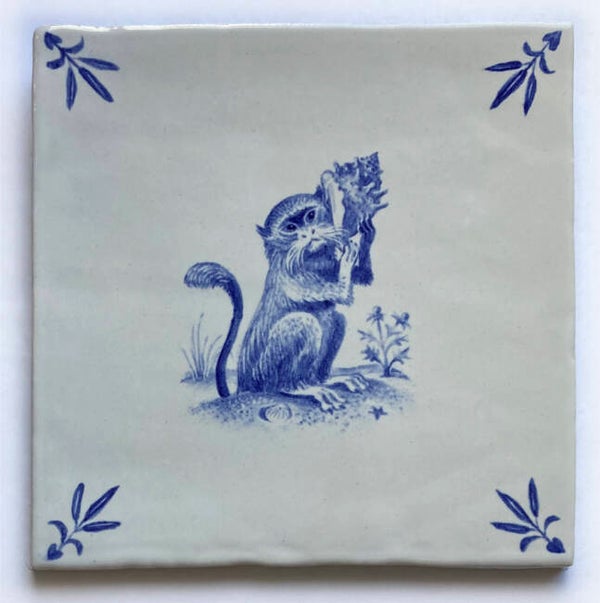 TILE / corner motif, branch /#020, singerie