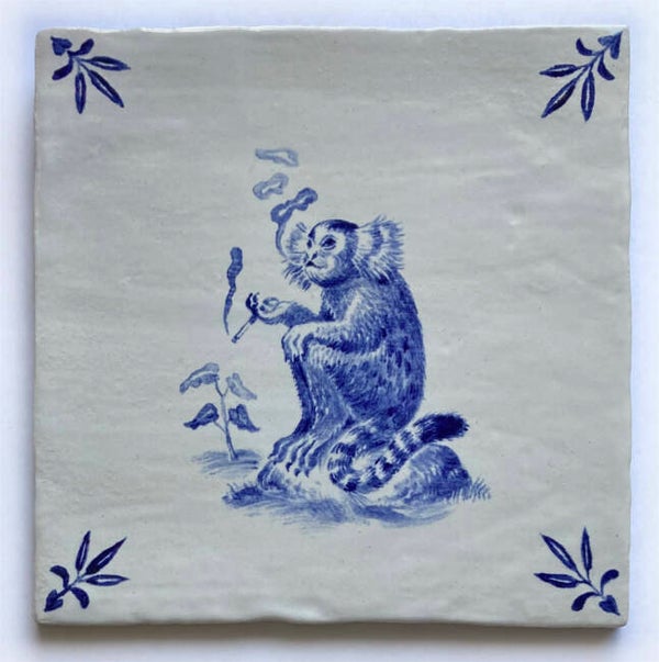 TILE / corner motif, branch /#005, singerie