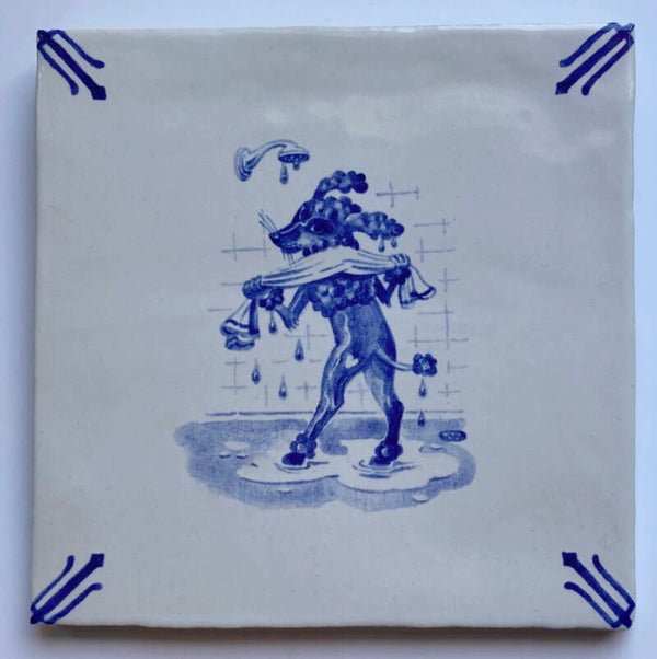 TILE / corner motif, lines /#009, poodle