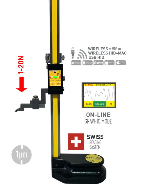 Digital Height Gage with Touch Screen | Force Control Precision Measuring Tool