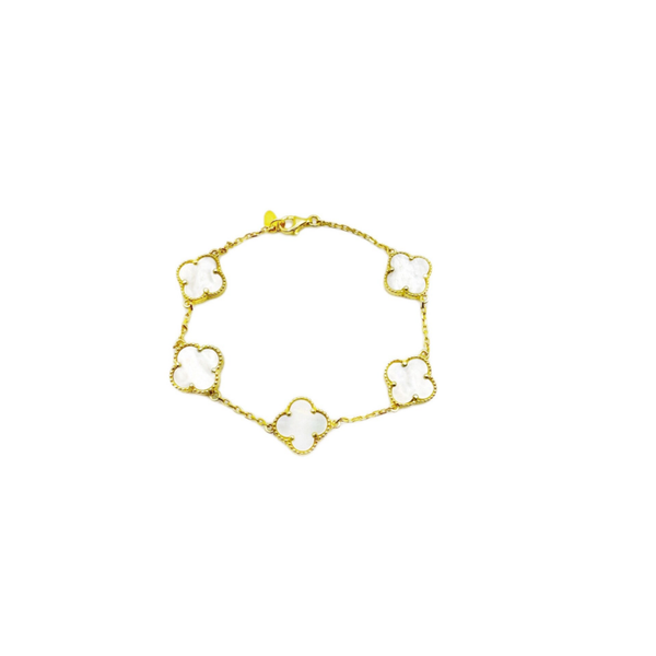 Lucky Klee Armband Weiß-  Silber 14k Vergoldet