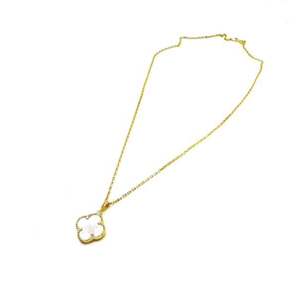 Lucky Klee Halskette Weiß-Silber 14k Vergoldet