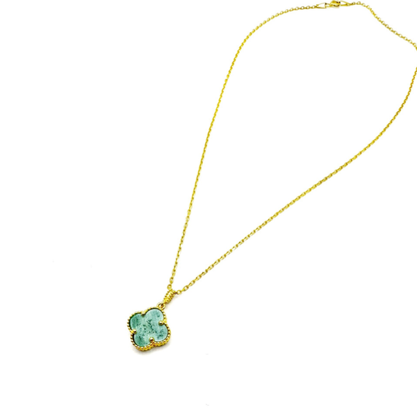 Lucky Klee Halskette Türkis- Silber 14k Vergoldet