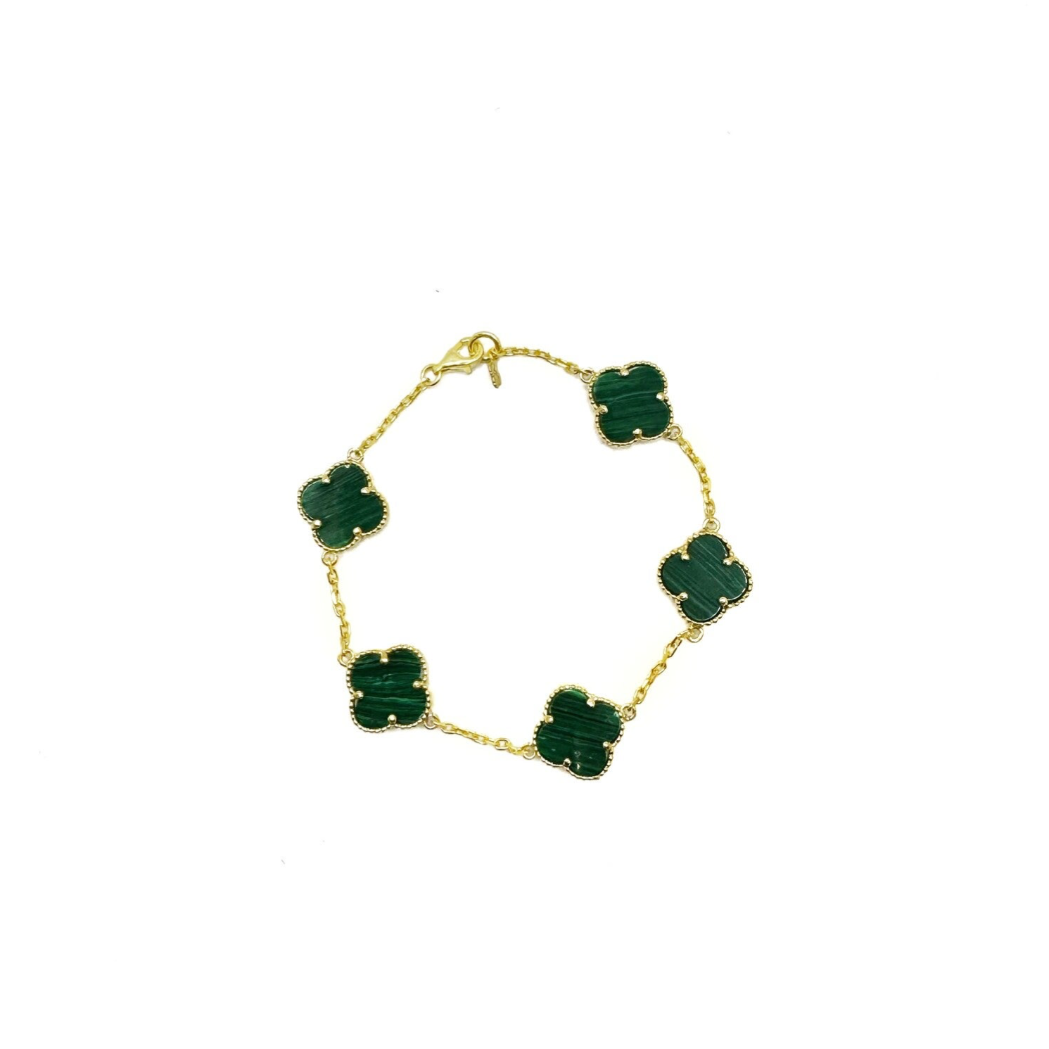 Lucky Klee Armband Grün-Silber 14k Vergoldet