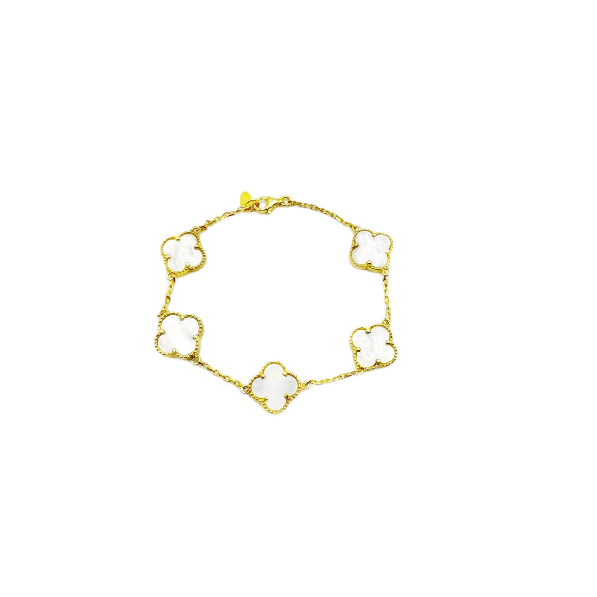 Lucky Klee Armband Weiß-  Silber 14k Vergoldet