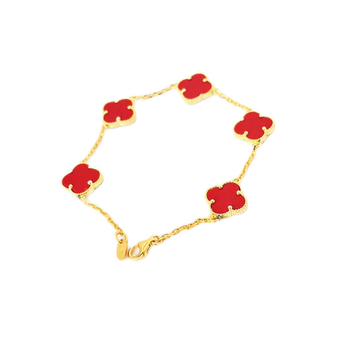 Lucky Klee Armband Rot-  Silber 14k Vergoldet