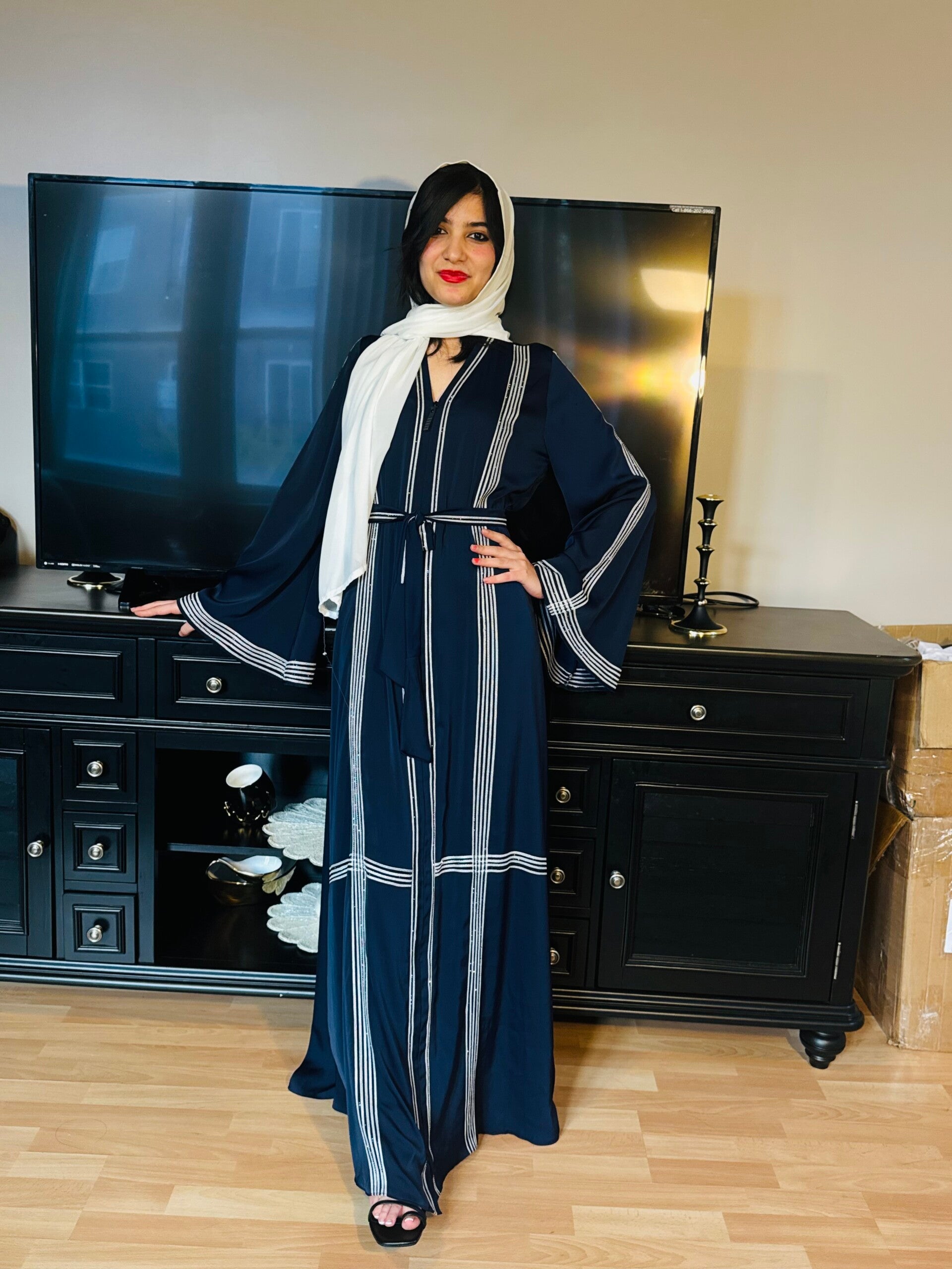 Navy Noor Abaya dress for women