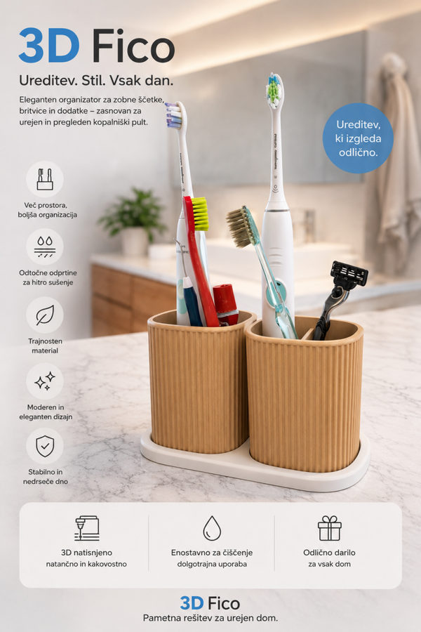 3D Fico minimalističen organizator za kopalnico