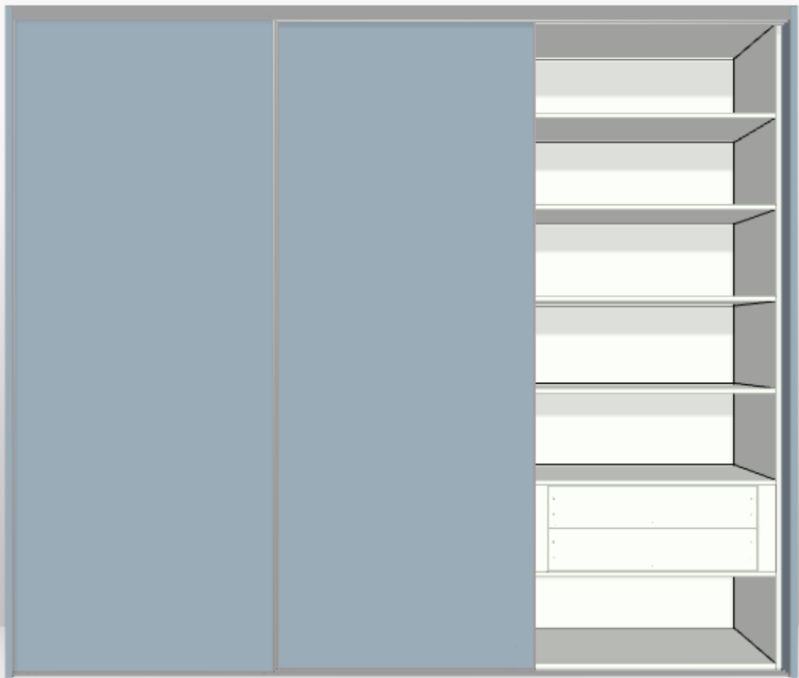 3 deurs schuifdeurkast op maat met minimalistisch aluminium profiel en Denim vulling