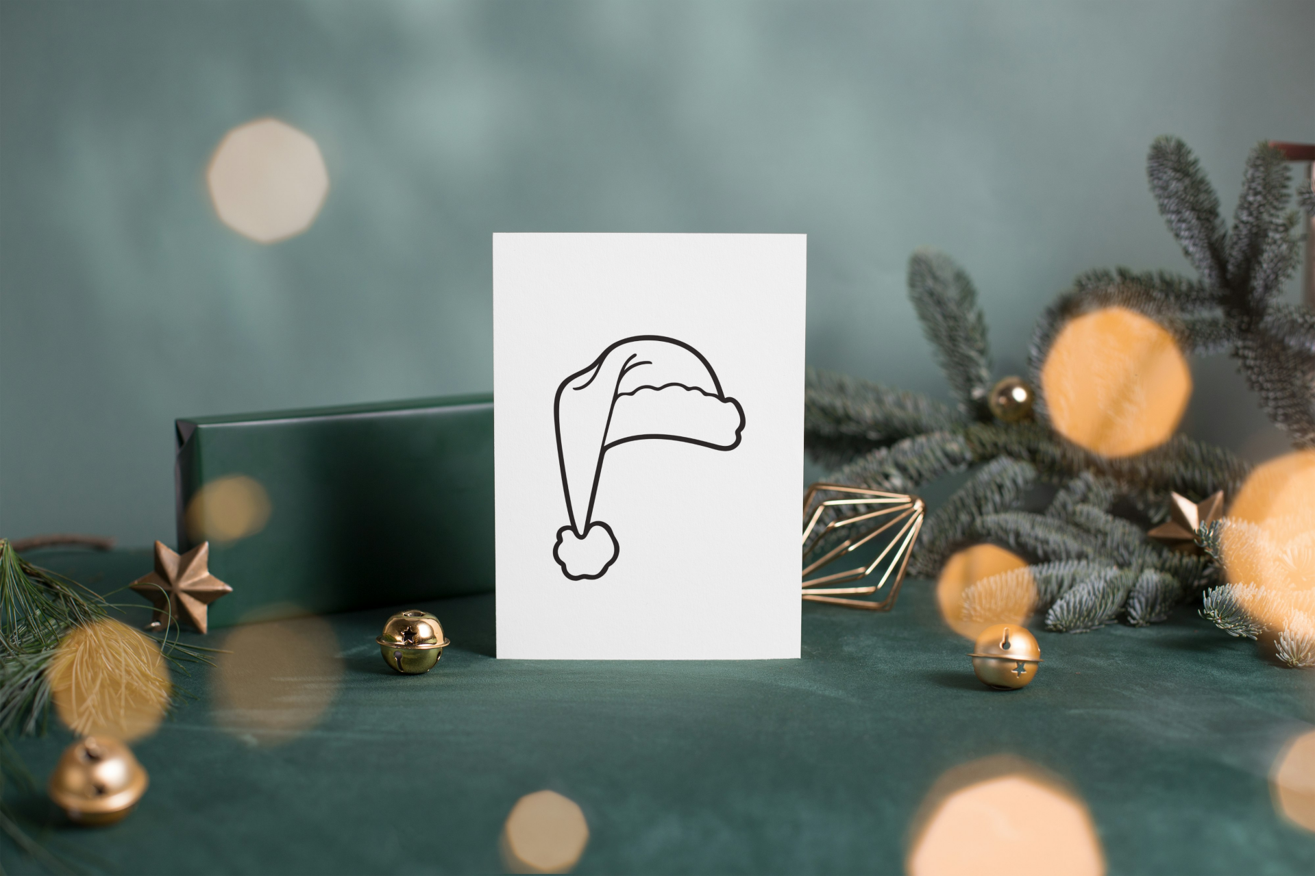 Kleurplaat Kerst - Kerstmuts  (printbaar)