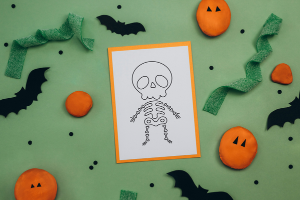 Kleurplaat Halloween - Skelet  (printbaar)