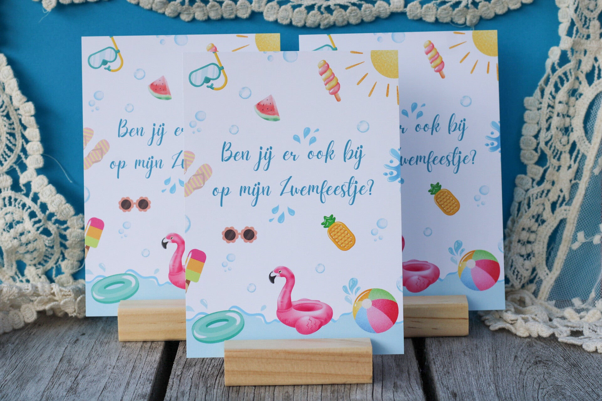 Uitnodiging Kinderfeestje "Zwemfeestje" - 10 stuks