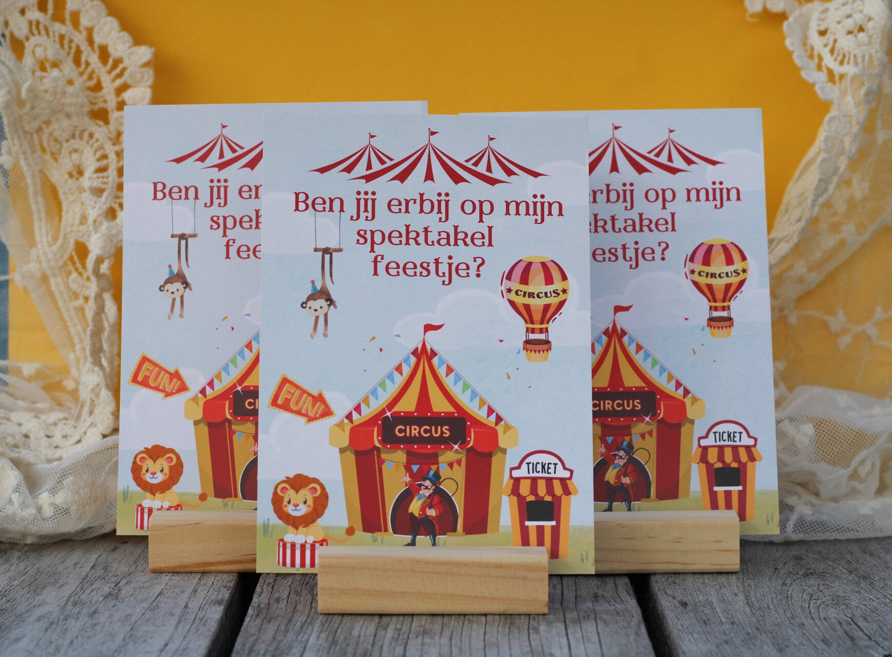 Uitnodiging Kinderfeestje "Circus" - 10 stuks