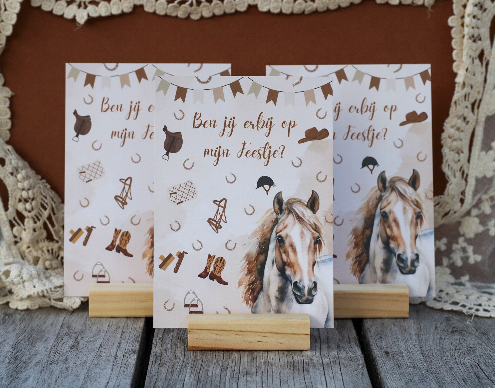 Uitnodiging Kinderfeestje "Paarden" - 10 stuks