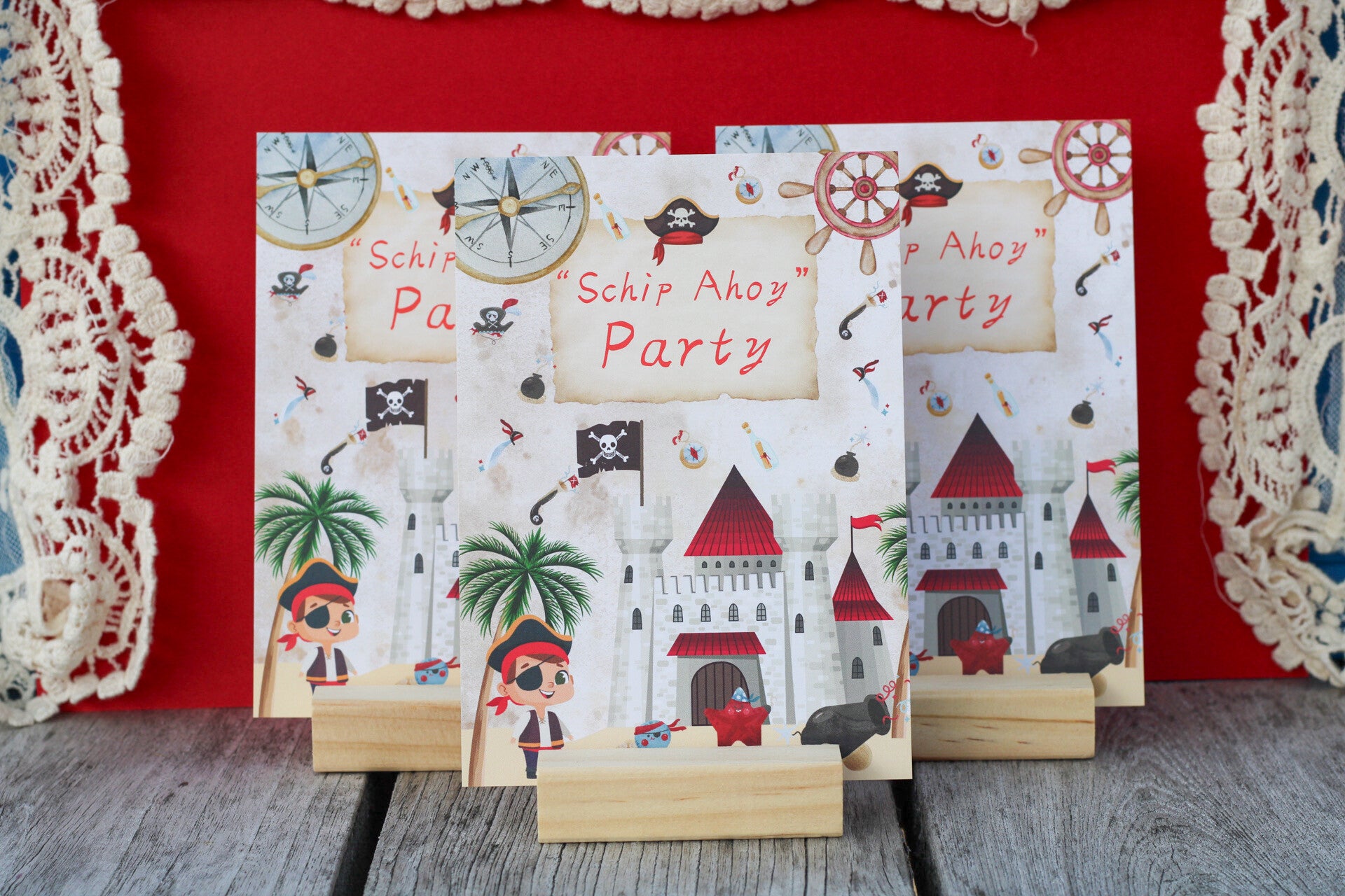 Uitnodiging Kinderfeestje "Piraten" - 10 stuks
