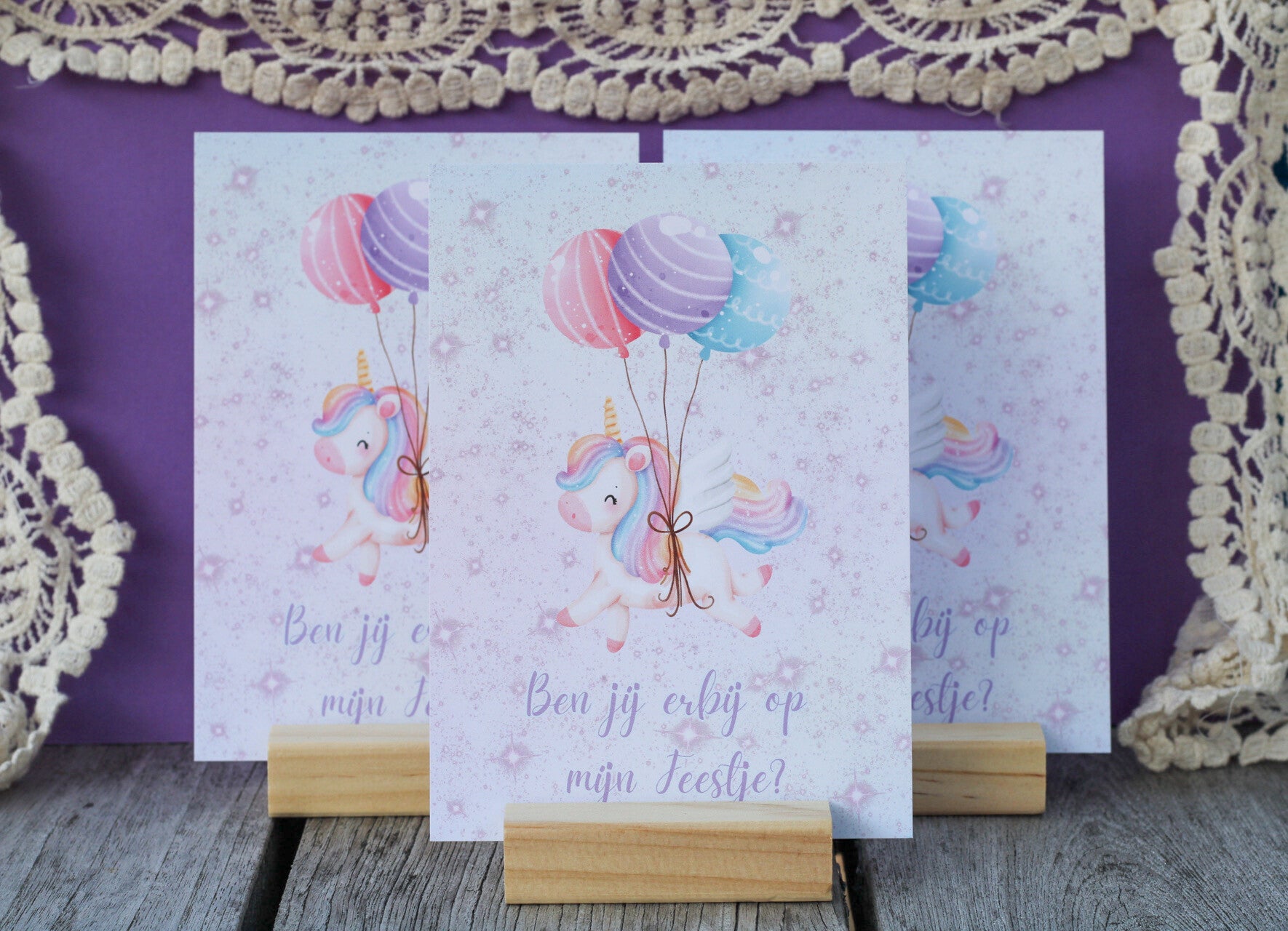 Uitnodiging Kinderfeestje "Unicorn" - 10 stuks