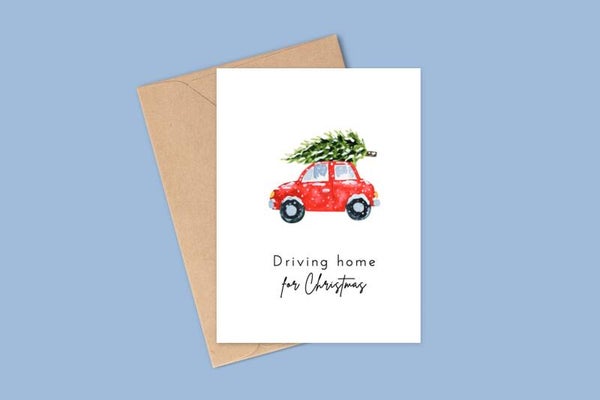 Kerst - Auto met kerstboom