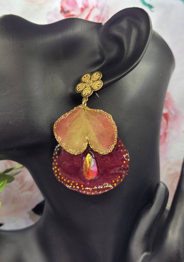 Boucles d'Oreilles Duo Feuille et Pétale